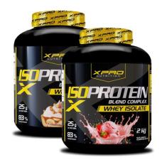 Kit 2x Whey Iso Protein Complex Blend 2Kg XPro Nutrition, MORANGO+BANA