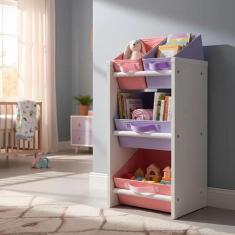 Organizador de Brinquedos Infantil Mini - Organibox, Rosa e lilas