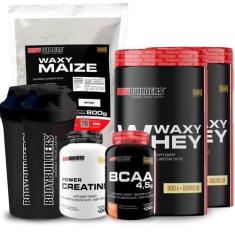 Kit 2x Waxy Whey 900g + Waxy Maize 800g + Power Creatina 100g + BCAA 4