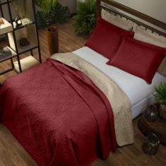 Cobre leito Dupla Face Floral Casal Queen 3 peças Vermelho - Casaborda