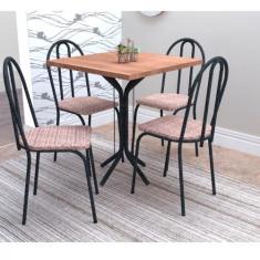 Conjunto de Mesa e 4 Cadeiras Thais Artefamol, Preto Fosco/Rattan/Natu