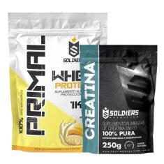 Kit: Whey Protein Primal 1Kg 100% Importado + Creatina Monohidratada 250g - Soldiers Nutrition-Unissex