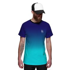 Camiseta Azul Céu Degradê Azul Oceano Masculina-Masculino