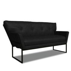 Sofá Namoradeira 2 Lug Industrial Pto Anitta Sintético Pu Preto D03 - D'rossi