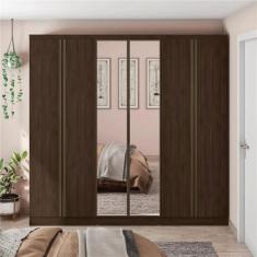 Guarda-Roupa Casal Bartira Monte Rei com Espelho, 6 Portas, 6 Gavetas - 238cm de largura