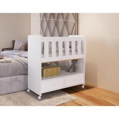 Mini Berço 2 Gavetas com Colchão Moisés Completa Móveis Branco
