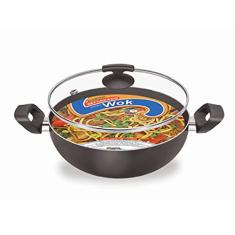 Wok 28 C/Alça e Tampa De Vidro - Preta 0.263 Dona Chefa