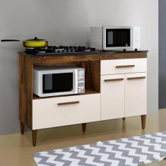 Balcão para Cooktop 3 Portas 1 Gaveta Palace Ypê/Off White