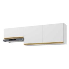 Kit 2 Armários de Cozinha Aéreos 3 Portas Veneza Multimóveis Mp2145 Branco/dourado