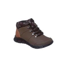 Tênis Cano Alto Infantil Masculino Ortopé Flex Boot Estampa Militar Marrom