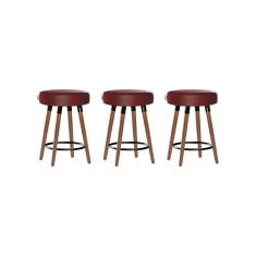 Kit 3 Bancos Moderno Pé Palito Roma Slim Romã 50cm