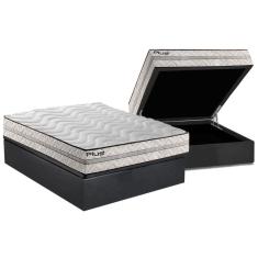Cama Box Baú Casal: Colchão Espuma Paropas D33 Pasquale Plus Euro Pillow + Base CRC Suede Gray(138x188)