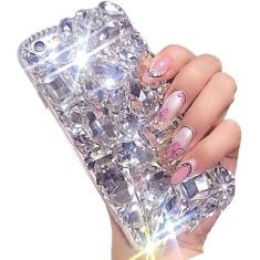 Aearll Capa de diamante brilhante compatível com Samsung Galaxy A53 5G, capa de telefone traseira 3D caseira de luxo brilhante cristal brilhante brilhante pedras totalmente transparentes com protetor