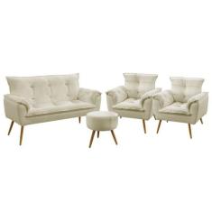 Kit Poltrona Namoradeira e 2 Poltronas Decorativas Beta Puff Solar Sue