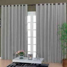 Cortina Para Sala/Quarto Oxford 400x250 com ilhóses - ADMIRARE, Cinza 
