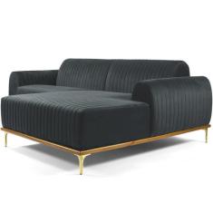Sofá 5 Lugares com Chaise Direito Para Sala Molino 320 cm D02 Veludo C
