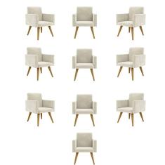 Kit 10 Cadeiras Poltronas Decorativa - Escritório - Recepção Cor:bege