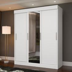 Guarda-Roupa Casal Paris 3 Portas 2 Gavetas com Espelho Branco - J&a Móveis