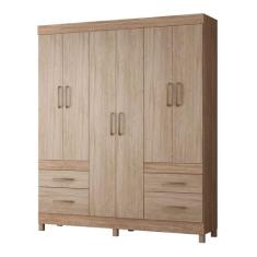 Guarda Roupa Casal 6 Portas Poema 64400 Nogal / Vanilla Touch Demóbile