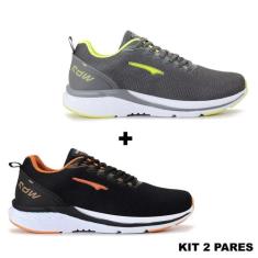 Tênis Esportivo 2 Pares Casual Dia a Dia - RDW, Grafite, Laranja, 38