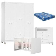 Quarto De Bebê 6 Portas Ternura Baby Com Berço Americano 100 Branco Br