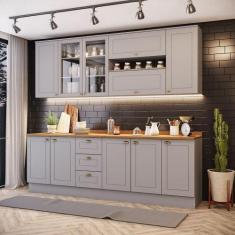 Cozinha Compacta 7 Peças Com Aéreo 3 Portas Com Vidro Amy Casa 812 Cin