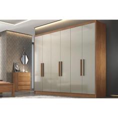 Guarda Roupa 6 Portas e 4 Gavetas Rizon/Linea Plus Cumaru/Fendi - Novo