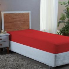 Lençol Solteiro Avulso Elástico 400 Fios Vermelho - Bordando Enxovais
