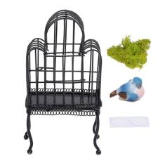 Casa de Bonecas Em Escala 1:12 Gaiola para Pássaros Em Miniatura de Metal Gaiola para Pássaros Em Miniatura Com Porta de Abertura Realista Gaiola para Pássaros Em Miniatura Com