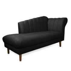 Divã Recife Suede Preto 165 Cm Pés Chanfrado Castanho - D'rossi - DROS