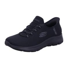 Skechers Tênis feminino feminino sem cadarço Summits para meninas, Preto, 6.5