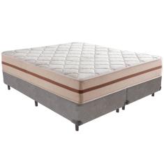 Cama Box Cinza e Colchão Classic 26 cm Molas ensacadas Queen Anjos