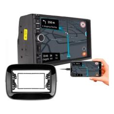 Kit central multimidia mp5 com moldura fiat mobi 2016 a 2019 preto fos
