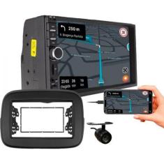 Kit central multimidia mp5 7 pol câmera de ré mobi 2016 a 2019 preto f