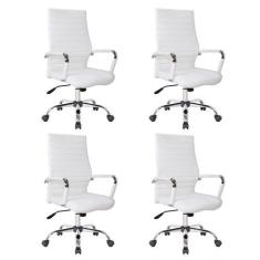 Conjunto com 4 Cadeiras de Escritório Diretor Giratórias Cleaner Branc
