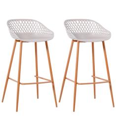 Kit Com 2 Banquetas Monaco Assento Em Polipropileno E Base Em Aço Fratini Nude