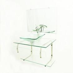 Gabinete De Vidro Para Banheiro 70Cm It Inox - Incolor - Cubas E Gabin