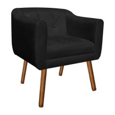 Poltrona Decorativa Julia Suede Preto Pés Palito Drossi - D'ROSSI