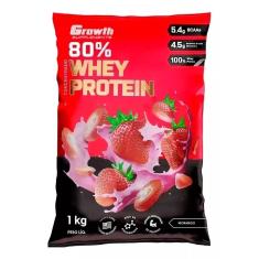Whey Protein Concentrado 80%(1kg) -growth Supplements Morango-Unissex