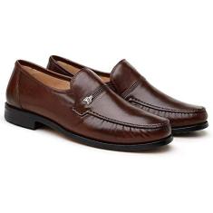 Sapato Social Couro Jacometti 001B Masculino Forro Couro Clássico Chocolate 41