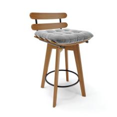 Banqueta Giratória Costela Suede Base Madeira MA70 M11- D'Rossi - D Ro