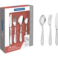 Faqueiro Tramontina Laguna em Aço Inox com Facas para Churrasco Acabamento em Brilho 24 Peças