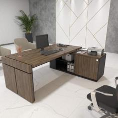 Escrivaninha Mesa Escritório em L com Caixa de Tomada Tamburato Estaçã