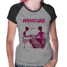 Baby Look Raglan Manicure - Foca na Moda, Cinza, Preto, M