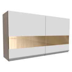 Armário Aéreo Madesa Glamy 120 cm 2 Portas com Vidro - Rustic/Branco