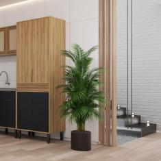 Paneleiro 2 Portas 70cm Thalita Moveis Sul Nogal Manchester/Preto