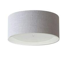 Plafon Cilíndrico Cúpula em Duplo Tecido 50x25 cm, Vivare Iluminação, Plafon3161 CZ/BR, Cinza/Branco, Médio