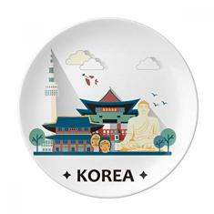 Prato de sobremesa Tourist Atrations in Seoul Korea de porcelana decorativa de 20,32 cm para jantar em casa