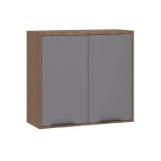 Armário Aéreo De Cozinha 80cm 2 Portas Aspen Luciane Móveis Vanilla Com Cinza Puro