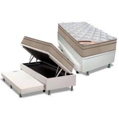 Conjunto Box Baú Solteiro: Colchão Molas Castor Bonnel Revolution + Ba